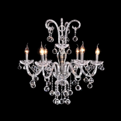 Venetian Style 6-Light 28.3" High Clear Crystal Chandelier Hanging Crystal Balls