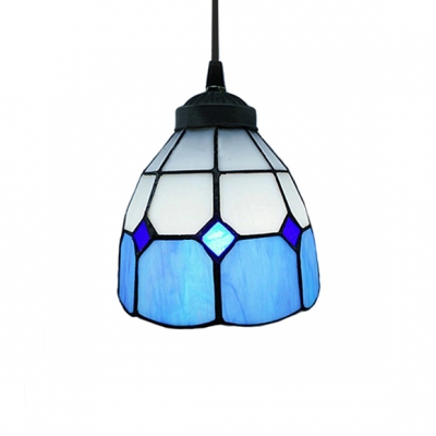 5.5 Inch Width Tiffany Style Polygon Shape Shade Mini Pendant Light