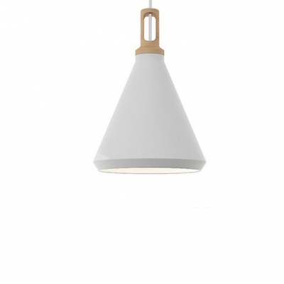 Large Pendant Lighting With Wood Holder, Aluminum Modern And Chic White Finished