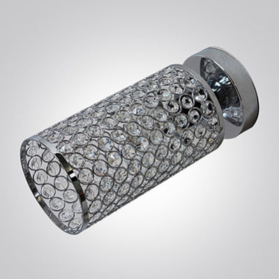 Bright Crystal Beads Embedded Cylinder Shaped Semi-Flush Mount Ceiling Light
