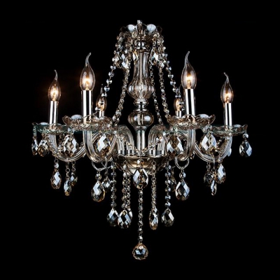 Dark Amber Colored Crystal Strands and Drops Water-falling Luminous and Grand Chandelier