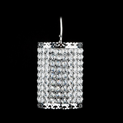 Electroplated Chrome Finished Cylindrical Shape and Sparkling Crystal Beaded Mini Pendant