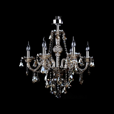 Exclusively 6-Light  Amber Crystal Cascades Chandelier Ceiling Light