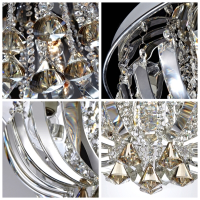 Finely Hand Cut Crystals and Round Chrome Finished Modern Flush Mount Lights