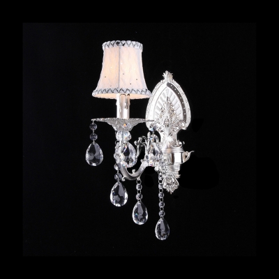 Glittering Silver Finish Base and Crystal Drops Add Charm to Shimmering Wall Sconce