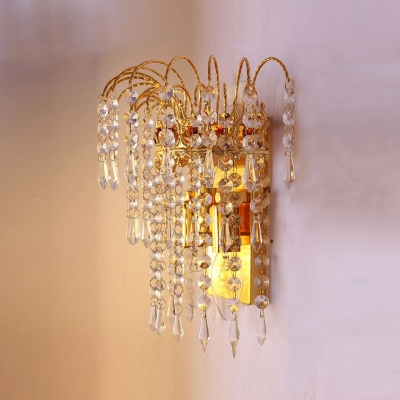 Gold Finsh Crystal Wall Sconce Offers Dramatic Addition to Your Decor