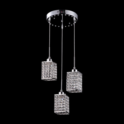 Gracefully Stainless Steel Rectangular Canopy Hanging Crystal Beaded Shade Contemporary Multi-Light Pendant