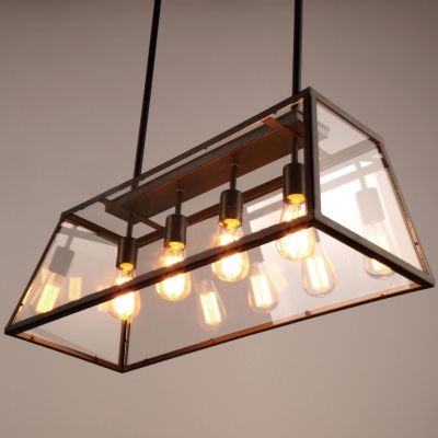 Large Lantern Industrial LED Pendant with Trapezoid Iron Outshape