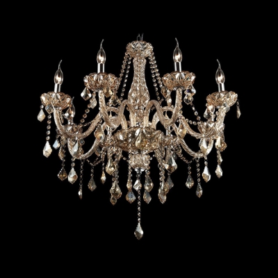 Luminous and Grand Hand-Formed Crystal Arms 8-Light Crystal Chandelier