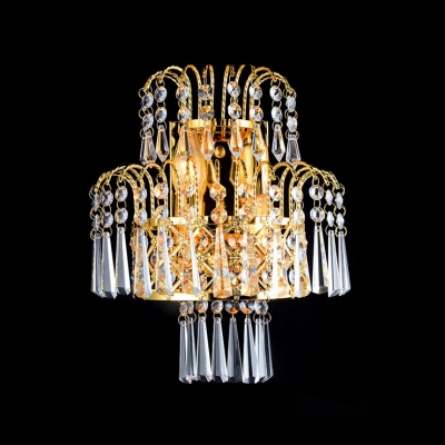 Lustrous Low-Voltage Luminaire Wall Sconce Composed of  Faceted Crystal Beads