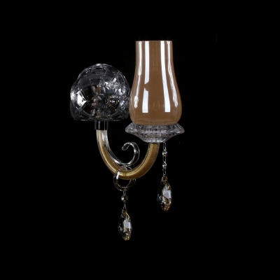 Mordern Chic Single Light Wall Sconce with Glass Crystal Accents Offers Warm Yellow Light