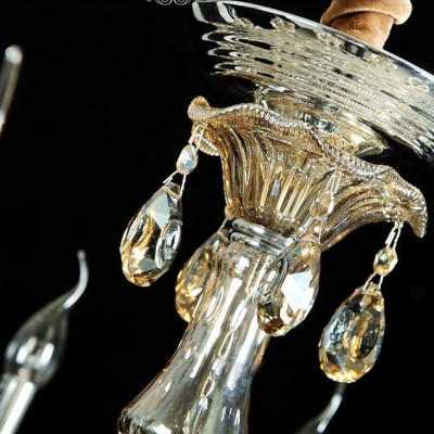 Sparkling Hand Cut Rock Crystal Drops Beautiful Pattern Bell Shades 6-Light Classic Chandelier