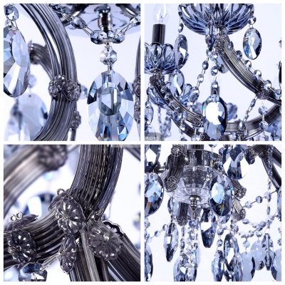 Splendid Crystal Chandelier Offers Luxury with Delicate Frame Accented by Sparkling Blue Crystals