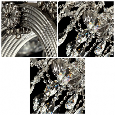 Splendid Crystal Chandelier Offers Opulence with Ornate Frame Accented by Sparkling Crystals