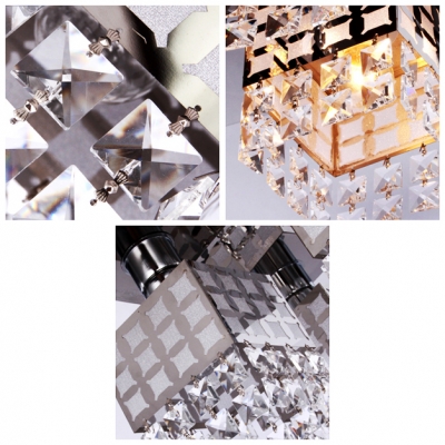 Stunning Semi Flush Ceiling Light Features Grand Faceted Crystal and Square Design