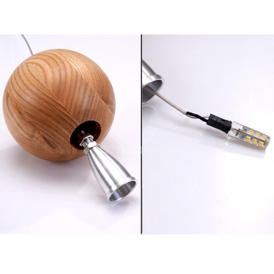 15.3”Wide 10-Light Designer Pendant Light Hanging Wooden Balls
