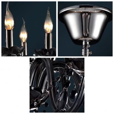 Black Crystal Beads Cascades Beautiful and Elegantly Chandelier Light