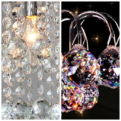 Charming Single Light Flush Mount Ceiling Light in Chrome Finish and Dazzling Strands of  Crystal Beads and Clear Teardrops