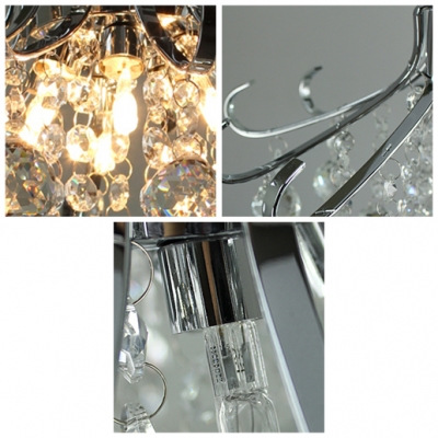 Clear Crystal Balls Cascades Metal Scrolls Semi-Flush Mount  in Contemporary Style