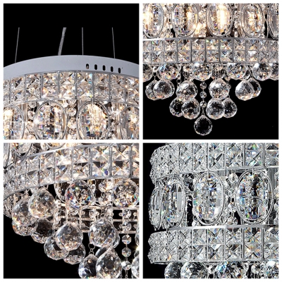 Clear Crystal Globes Cascades and Metal Cut Shaded Large Pendant Lighting