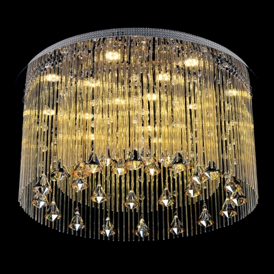 Contemporary Style and Graceful Chrome Finished Flush Mount Light Hanging Crystal Balls