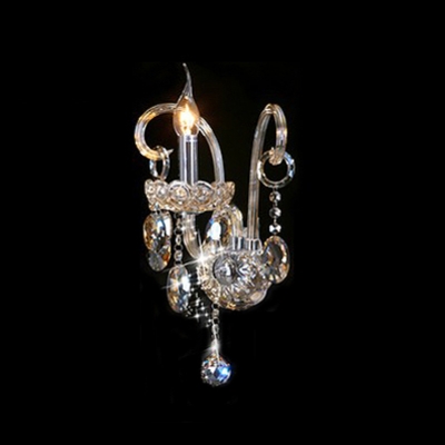Dramatic Unique Design Offers Glamourour Embelishment to Delightful Single Light Crystal Wall Sconce