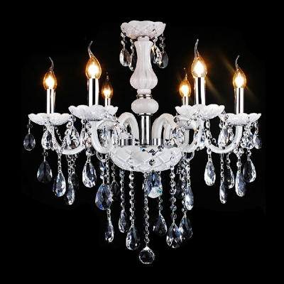 Elegant and Modern Six-Light Crystal-rained Chandelier for Living Room