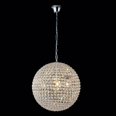 Elegant Contemporary Chandelier Featuring Shining Crystal Sphere and Sleek Chrome Finish for Glamorous Style