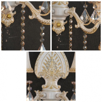 European Candelabra Style Wall Sconce Featured Glamourous Zin Alloy and Lead Crystal