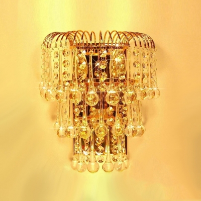 Gorgeous Wall Sconce with Three Tiers of  Crystals Offers Addition to Your Decor
