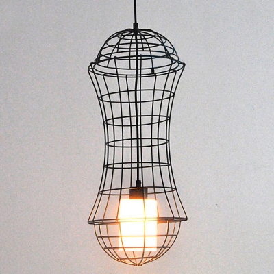 Gourd Metal Cage Pendant in Black Finish