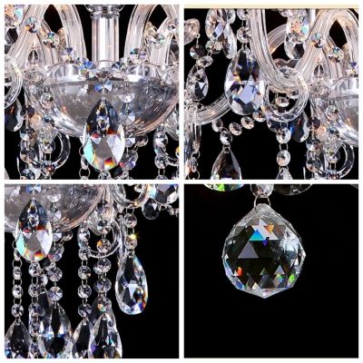 Gracefully 12-Light Two-Tiered Crystal Chandelier Shine with Brilliance Clear Crystal Drops