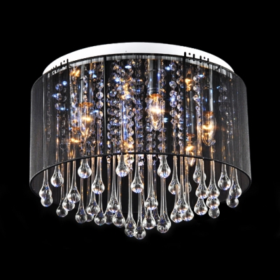 

Majestic and Bold Black Shaded Flush Mount Accented by Clear Crystal Drops, HL360518