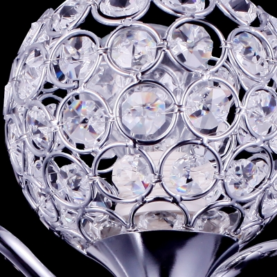 Modern Single Light Wall Light Fixture Features Graceful Scrolling Arms and Polished Chrome Finish Frame Accented with Clear Crystal Beads