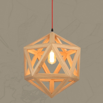 Natural Style Cage Designer Large Pendant Light In 15.7” Wide With Red Cord
