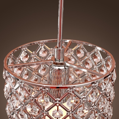 Polished Chrome Finish and Shimmering Pink Crystals Completed Stunning Exquisite Pendant Light