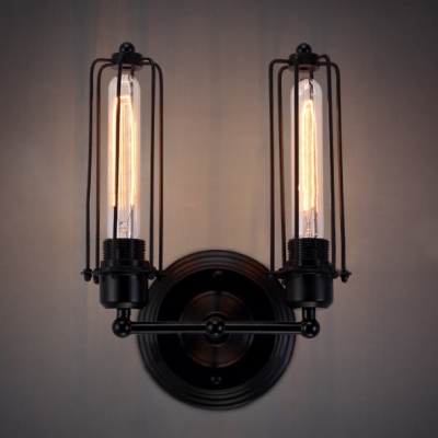Punk Steam Style LOFT Cage LED Wall Sconce with Two Light