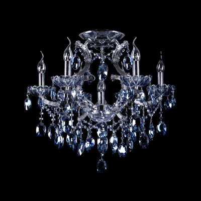 Splendid Crystal Chandelier Offers Luxury with Delicate Frame Accented by Sparkling Blue Crystals