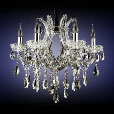 Splendid Crystal Chandelier Offers Opulence with Ornate Frame Accented by Sparkling Crystals