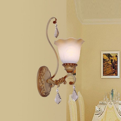 Splendid Single Light Wall Sconce with Vibrant Tree Branch Like Support and Crystal Droplets
