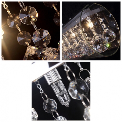 Striking Island Light Completed with Clear Tubular Shade and Beautiful Hand-cut Crystal Drops