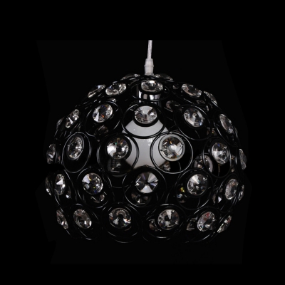 Stylish Black Finished Metal Frame Adorned with Crystal Beads Composed Striking Single Light Large Pendant