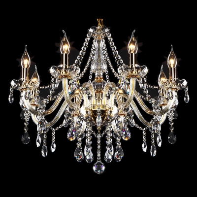 Unmatched Elegance 6-Light Gold Finished and Clear Crystal Bedroom Chandelier