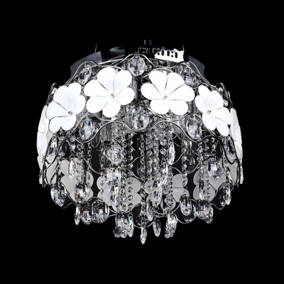 White Flower Details metal Web Shade Faceted Crystal Droplets 12.6