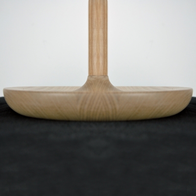 Wood Base and Soft White Metal Shade Mushroom Designer Table Lamps