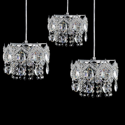 Beautiful Cleat Crystal and Gleaming Polished Chrome Finish Detailing Add Glamour to Dazzling Multi-Light Pendant
