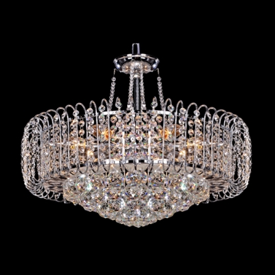 Bold and Elegant Pendant Light  Hanging Cluster of Crystal Globes and Crystal Beaded Strands