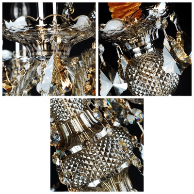 Classic and Elegant 8-Light Warm Amber Crystal Chandelier Shine with Brilliant Crystals