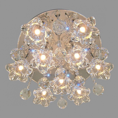 Clear Crystal Flower and Balls 15.7”Wide Sparkling Crystal Flush Mount Lighting
