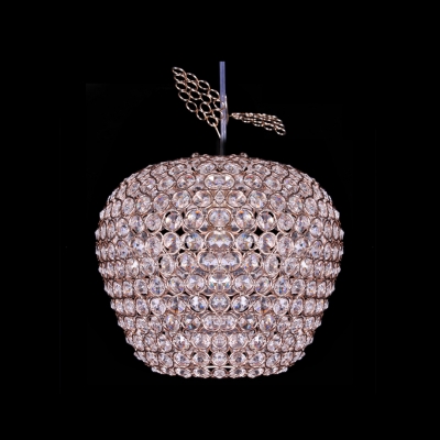 Creative Apple Shade Crystal and Luxury Gold Finish Add Glamour to Magnificent Large Pendant Light